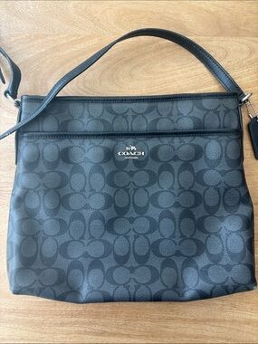 Coach Black Signature Monogram Crossbody Bag